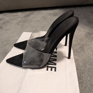 Chic Black Stiletto Heels with Clear Strap